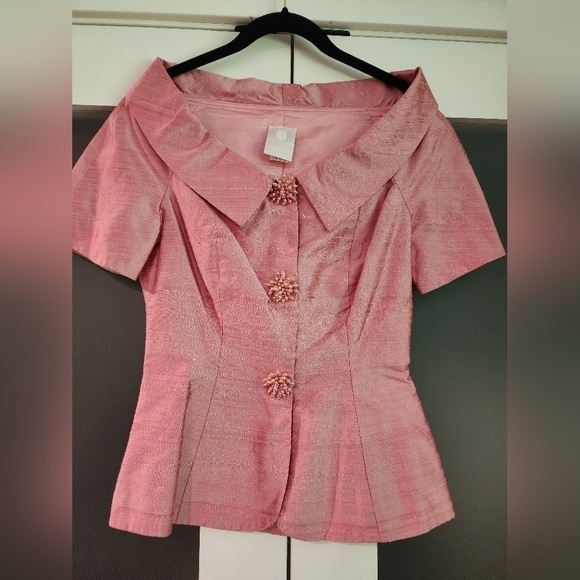 Vtg 100% silk Watters & Watters Maxi Skirt Suit Set Decorative Buttons - Picture 7 of 16